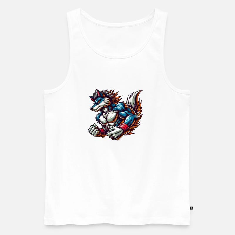 wolf tier - Männer Premium Bio Tank Top - Weiß