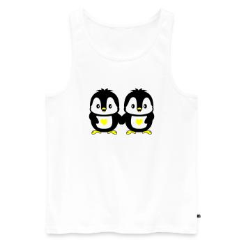Pingouins Amour mignon - Débardeur bio Premium Homme - blanc - Devant - AI Model Male 178 light (178cm)