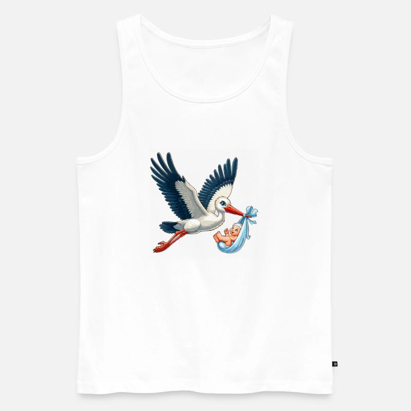 Storch mit Kind - Männer Premium Bio Tank Top - Weiß