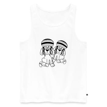 2 chiens Reggae Dreadlocks Chapeau Chill Détendu - Débardeur bio Premium Homme - blanc - Devant - Michal (187cm)