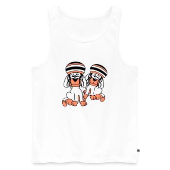2 chiens Reggae Dreadlocks Chapeau Chill Détendu - Débardeur bio Premium Homme - blanc - Devant - Michal (187cm)