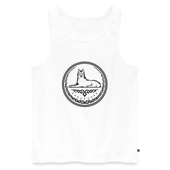 Ichkerian Wolf - Men's Premium Organic Tank Top - white - Front - AI Model Male 178 light (178cm)