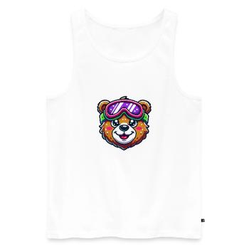 Bear Comic Ski Goggles - Men's Premium Organic Tank Top - white - Front - AI Model Male 178 light (178cm)