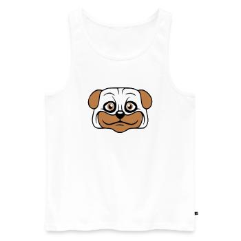 Dog Pug Small Cute Dick Love Happy Comic Fun - Men's Premium Organic Tank Top - white - Front - AI Model Male 178 light (178cm)