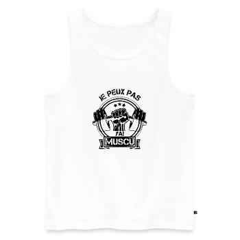 I can't I have MUSCU - Bodybuilding - Männer Premium Bio Tank Top - Weiß - Vorne - Michal (187cm)