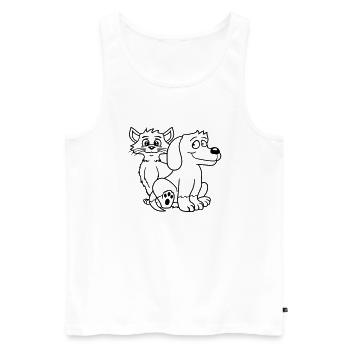 Hund Katze Zwei Freunde Team Kätzchen 2 Duo Crew - Männer Premium Bio Tank Top - Weiß - Vorne - Michal (187cm)