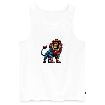 Lion Animal - Men's Premium Organic Tank Top - white - Front - Michal (187cm)