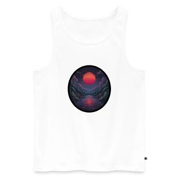 Coucher de soleil pixel sur l’eau - Débardeur bio Premium Homme - blanc - Devant - Michal (187cm)