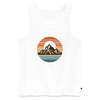 Montagnes, nature, coucher de soleil - Débardeur bio Premium Homme - blanc - Devant - Michal (187cm)