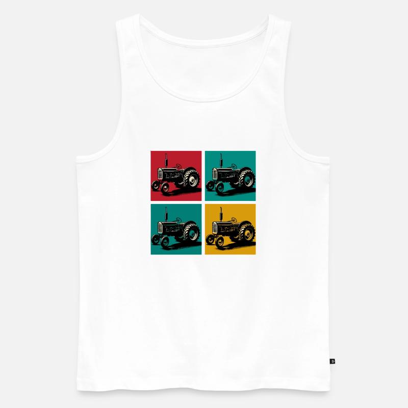 Retro-Oldtimer-Traktor - Männer Premium Bio Tank Top - Weiß