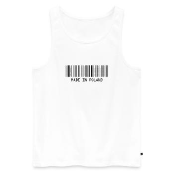 Fabriqué en Pologne - Pologne - Pologne - Code-barres - Dash - Débardeur bio Premium Homme - blanc - Devant - AI Model Male 178 light (178cm)