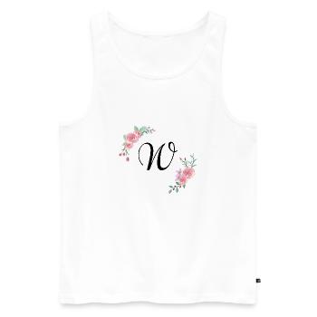 Rosa Blumenbuchstabe w - Männer Premium Bio Tank Top - Weiß - Vorne - AI Model Male 178 light (178cm)