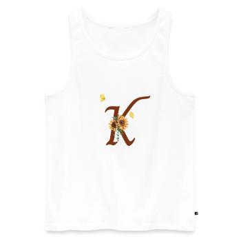 Buchstabe k Sonnenblume Schmetterling - Männer Premium Bio Tank Top - Weiß - Vorne - Michal (187cm)