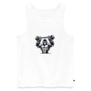 gorilla weight fitness - Men's Premium Organic Tank Top - white - Front - Michal (187cm)