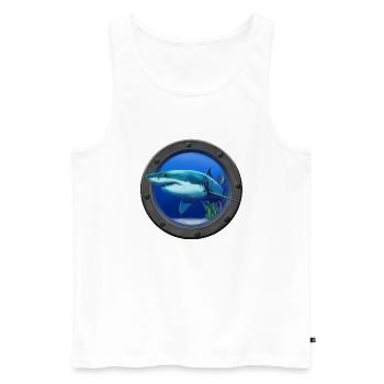 Shark Porthole – View into the Deep Sea - Men's Premium Organic Tank Top - white - Front - AI Model Male 178 light (178cm)
