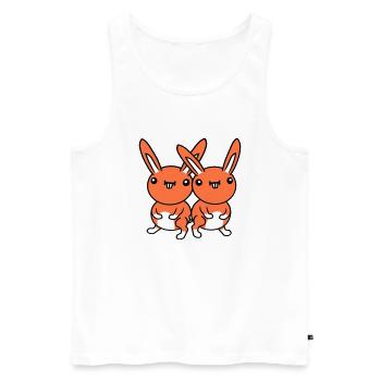 2 Hasen Team Lustig Grimasse Albern Ulkig Lächeln - Männer Premium Bio Tank Top - Weiß - Vorne - AI Model Male 178 light (178cm)