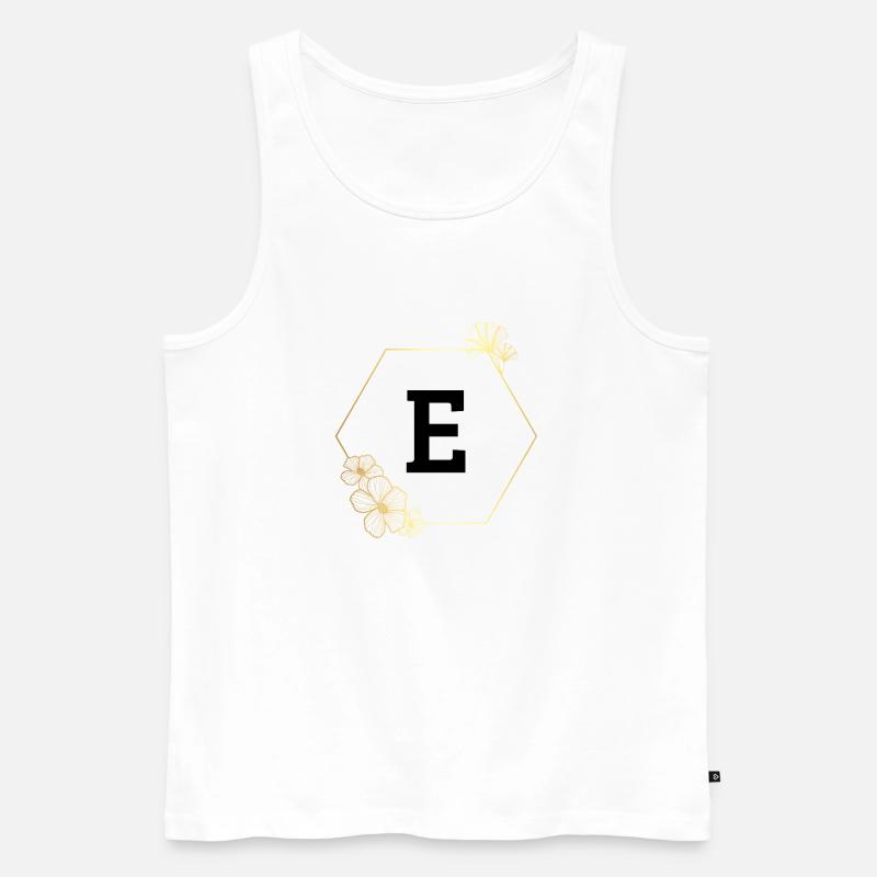 Buchstabe e Goldener Blumenrahmen - Männer Premium Bio Tank Top - Weiß