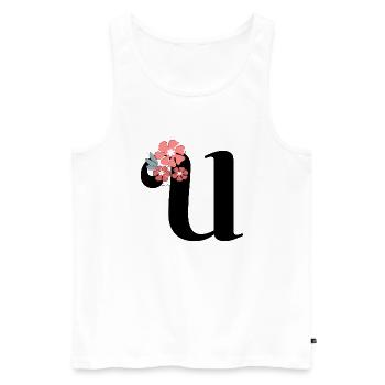 Lettre u fleurs minimalistes - Débardeur bio Premium Homme - blanc - Devant - Michal (187cm)