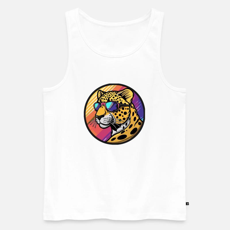 Leopard Comic Cool Sommer - Männer Premium Bio Tank Top - Weiß
