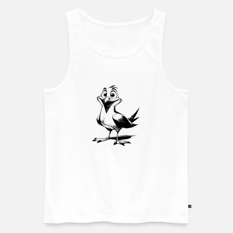 Netter Flattermann lustiger Möwen Vogel - Männer Premium Bio Tank Top - Weiß