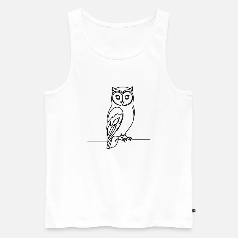 Eule Einzeilig - Männer Premium Bio Tank Top - Weiß