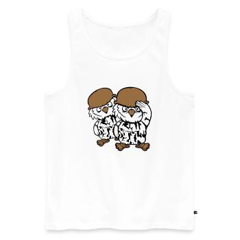 2 Owls Soldier Military War Helmet Army Two Team - Men's Premium Organic Tank Top - white - Front - AI Model Male 178 light (178cm)