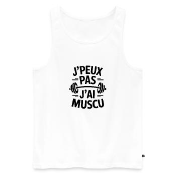I can't I have MUSCU - Bodybuilding - Männer Premium Bio Tank Top - Weiß - Vorne - Michal (187cm)