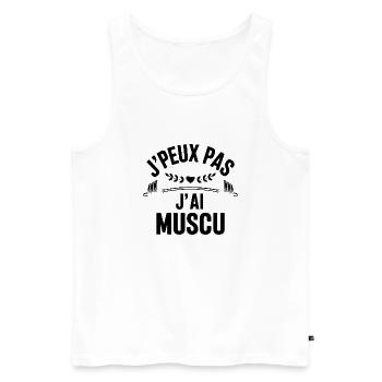 I can't I have MUSCU - Bodybuilding - Männer Premium Bio Tank Top - Weiß - Vorne - Michal (187cm)