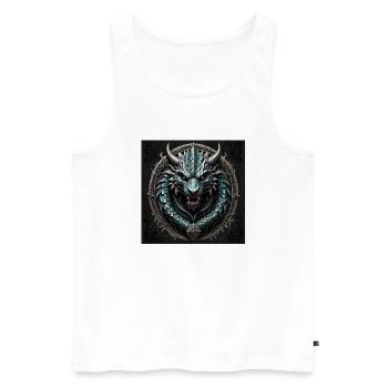 Drache - Männer Premium Bio Tank Top - Weiß - Vorne - Michal (187cm)