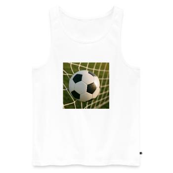Football - Ballon dans les buts - Débardeur bio Premium Homme - blanc - Devant - Michal (187cm)