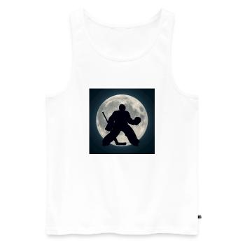 Sports - Hockey sur glace, gardien de but au clair de lune - Débardeur bio Premium Homme - blanc - Devant - Michal (187cm)
