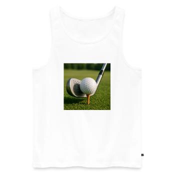 Sports - Golf, club et balle - Débardeur bio Premium Homme - blanc - Devant - Michal (187cm)