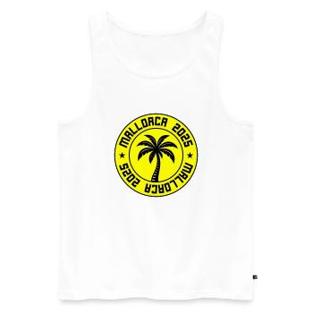 Mallorca 2025 - Men's Premium Organic Tank Top - white - Front - AI Model Male 178 light (178cm)