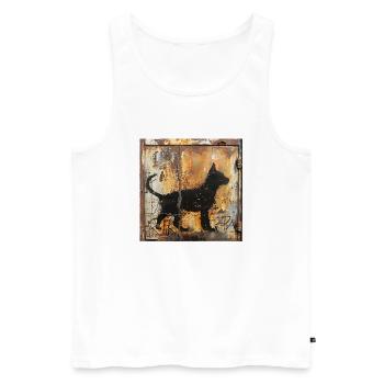 Graffiti junge Katze Silhouette Rost Metall urban - Männer Premium Bio Tank Top - Weiß - Vorne - Michal (187cm)
