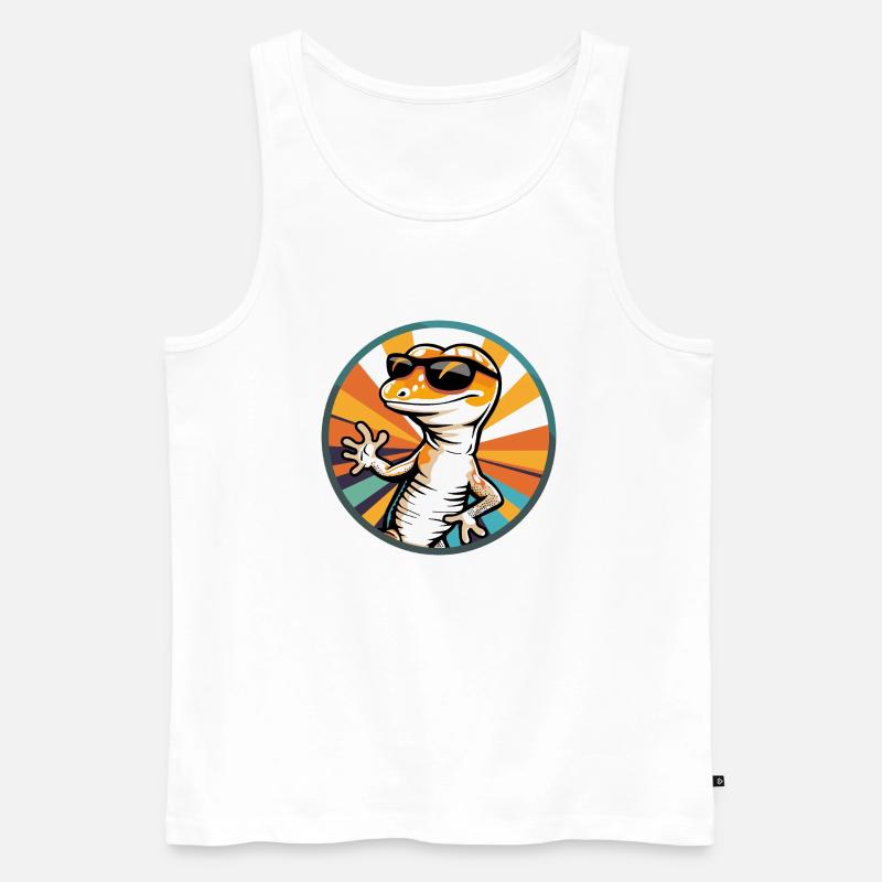 Echse Comic Cool - Männer Premium Bio Tank Top - Weiß