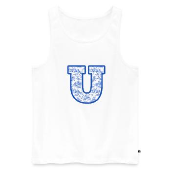Lettre u chinoiserie bleu - Débardeur bio Premium Homme - blanc - Devant - Michal (187cm)