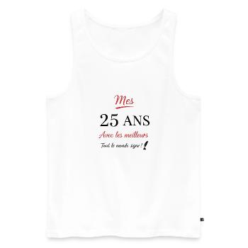 A signer 25 ans anniversaire cadeau anniv 25 ans - Débardeur bio Premium Homme - blanc - Devant - Michal (187cm)