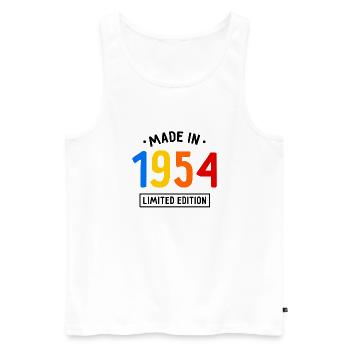 Made in 1954 - Limited Edition - Geburtsjahr - Männer Premium Bio Tank Top - Weiß - Vorne - Michal (187cm)