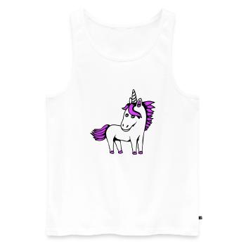 Licorne fille assez sympathique dessin animé cheval - Débardeur bio Premium Homme - blanc - Devant - AI Model Male 178 light (178cm)