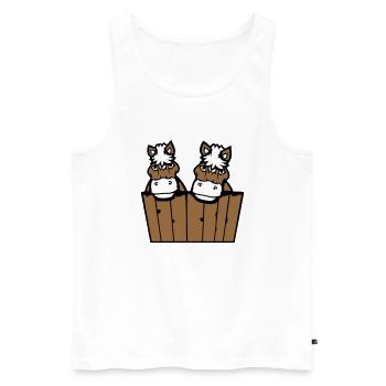 2 Pferde hinter Zaun versteckt Holz Mauer Stalltür - Männer Premium Bio Tank Top - Weiß - Vorne - AI Model Male 178 light (178cm)