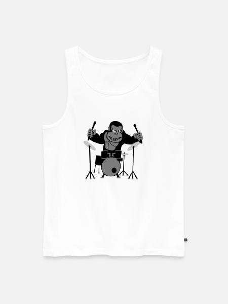 Drumming Gorilla - Men's Premium Organic Tank Top - white