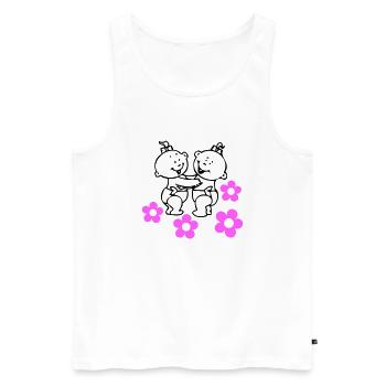 twin girls © - Männer Premium Bio Tank Top - Weiß - Vorne - AI Model Male 178 light (178cm)