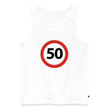 50 Anniversaire - Débardeur bio Premium Homme - blanc - Devant - Michal (187cm)