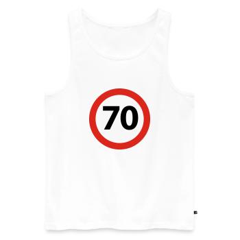 70 Anniversaire - Débardeur bio Premium Homme - blanc - Devant - Michal (187cm)