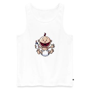 Das Baby lacht. - Männer Premium Bio Tank Top - Weiß - Vorne - AI Model Male 178 light (178cm)