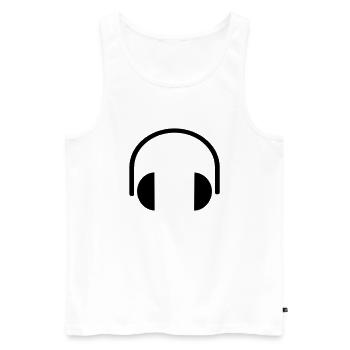 Headphones, music, Casques d'écoute, de la musique - Débardeur bio Premium Homme - blanc - Devant - Michal (187cm)