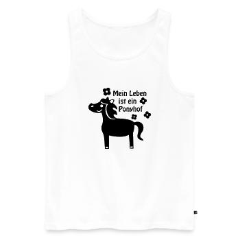 Leben ist Ponyhof / Pferd Pony - Männer Premium Bio Tank Top - Weiß - Vorne - Michal (187cm)