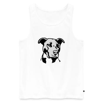 Pitbull zweifarbig 2 - Hund Kampfhund - Männer Premium Bio Tank Top - Weiß - Vorne - Michal (187cm)