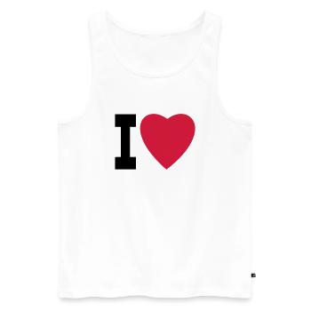 i love j'aime ich liebe - Débardeur bio Premium Homme - blanc - Devant - AI Model Male 178 light (178cm)