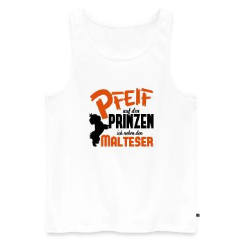 Hundeshirt: Ich nehm den Malteser - Männer Premium Bio Tank Top - Weiß - Vorne - AI Model Male 178 light (178cm)